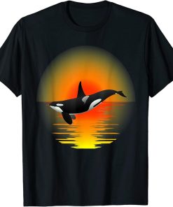 Funny Orca Whale Ocean Sea Retro Vintage Sunset Animal T-Shirt