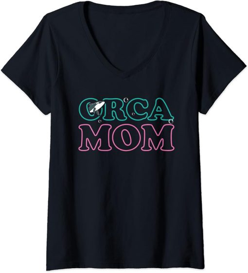 Womens Funny Orca Lover Graphic for Women Girls Moms Orca Lover V-Neck T-Shirt