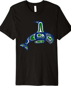 Cascadia Native Orca Whale on Premium Fitted T-Shirt