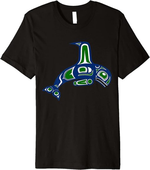 Cascadia Native Orca Whale on Premium Fitted T-Shirt