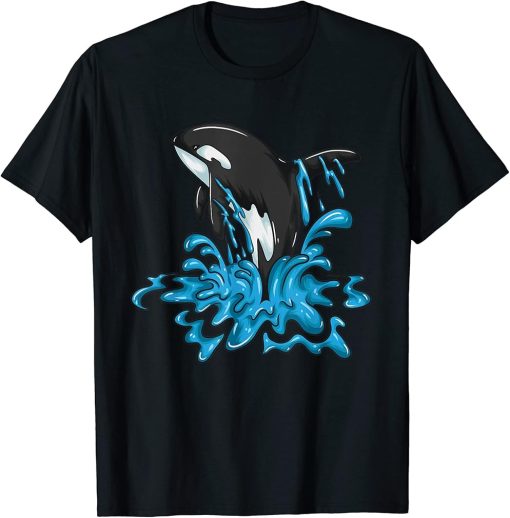 water jump orcas whale whales sea creature whale orca T-Shirt